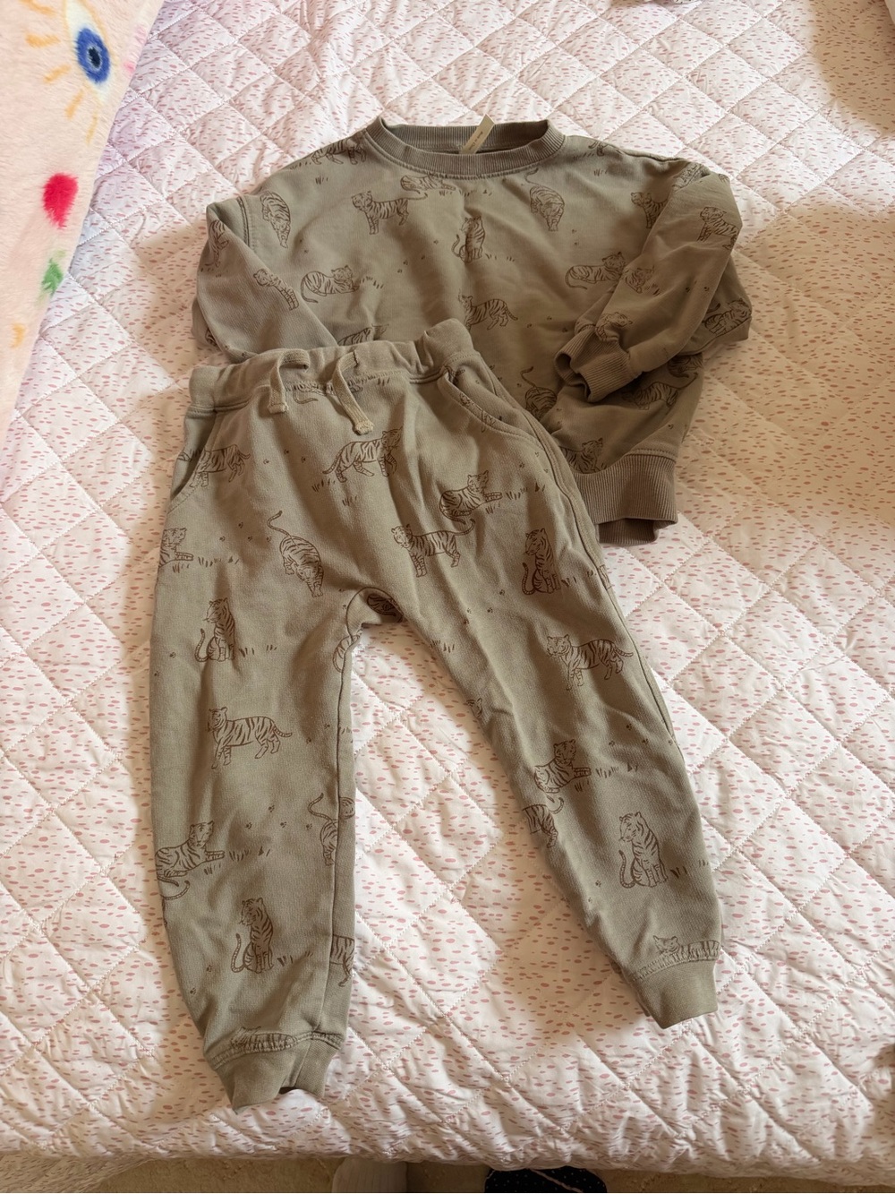 Rylee + Cru Olive Tiger Print Kids Jogger Set
